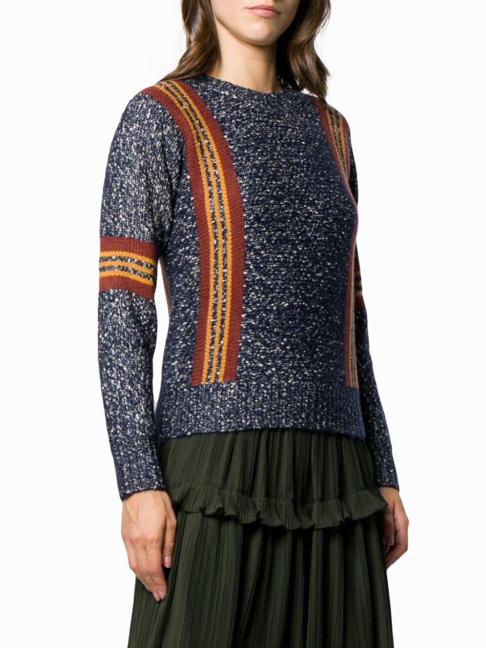 See By ChloÃ© Cotton Striped Detail Crewneck Sweater in Blue - Lyst