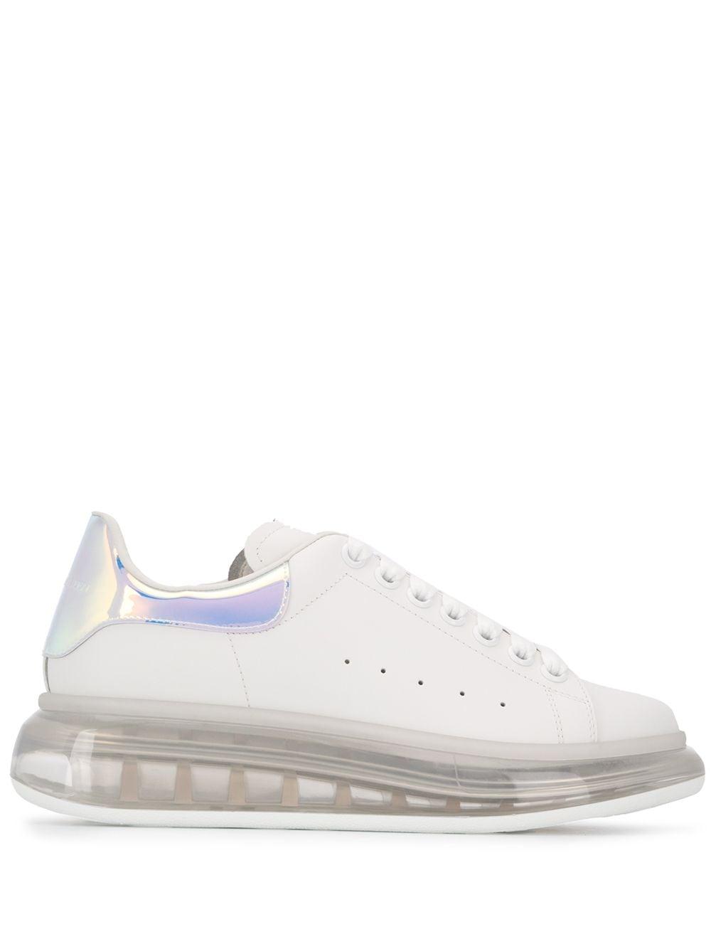Alexander McQueen Leather Oversized Clear Sole Sneakers in White 