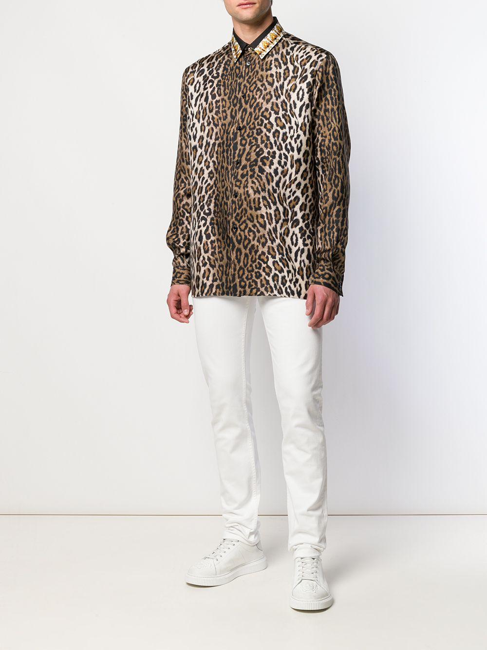 Versace Silk Leopard Print Shirt in 