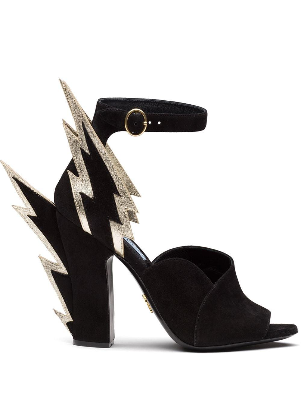 prada black flame heels