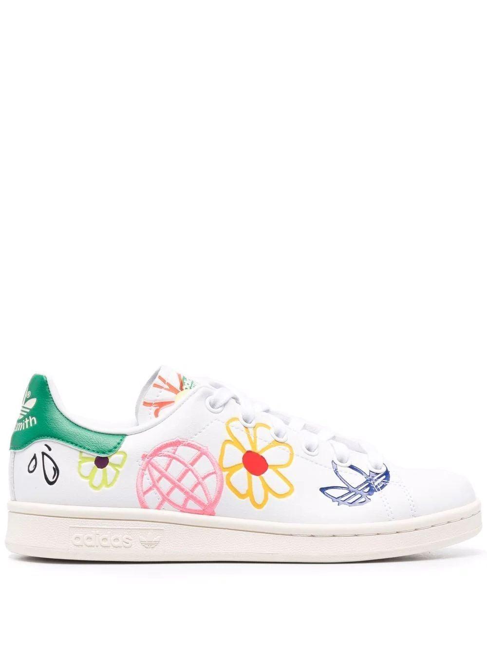 adidas Leather Stan Smith Graffiti-print Sneakers in White | Lyst