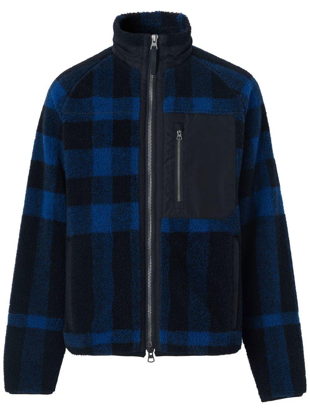 Burberry Exploded Check Fleece Jacket in Blue for Men | Lyst