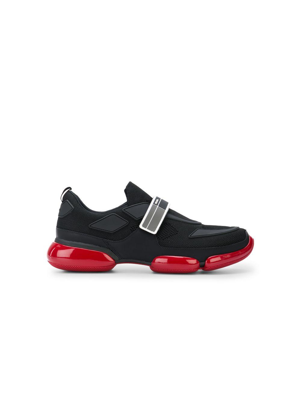 Prada Leather Touch Strap Fastening Sneakers in Black for Men | Lyst