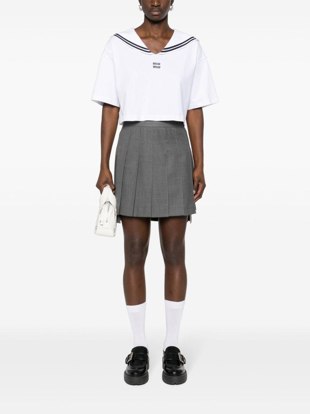 Miu Miu Sailor-collar T-shirt in White | Lyst UK