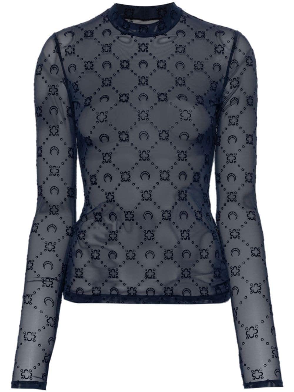 Marine Serre Moonogram Mesh Longsleeved Top in Blue | Lyst