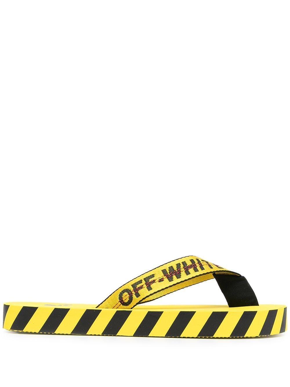 off white yellow flip flops