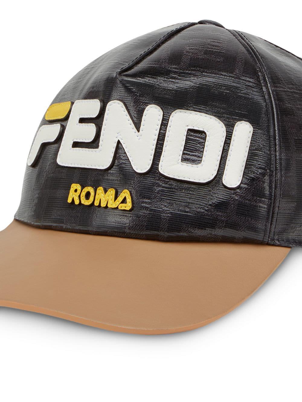 Fendi Leather Mania Cap in Black for 