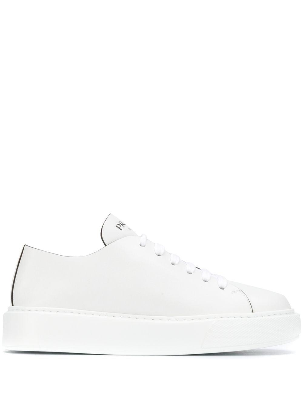 Prada Leather Low-top Sneakers in White | Lyst