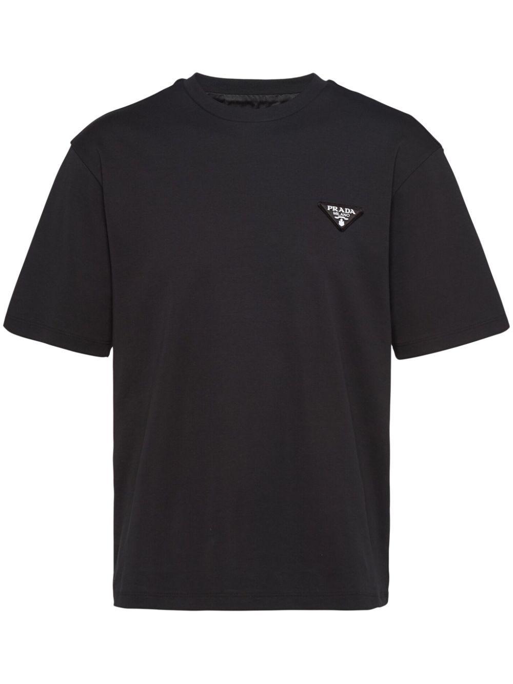 【関税&送料込】Prada Black Cotton T-Shirt Black Cotton T-shirt | PRADA