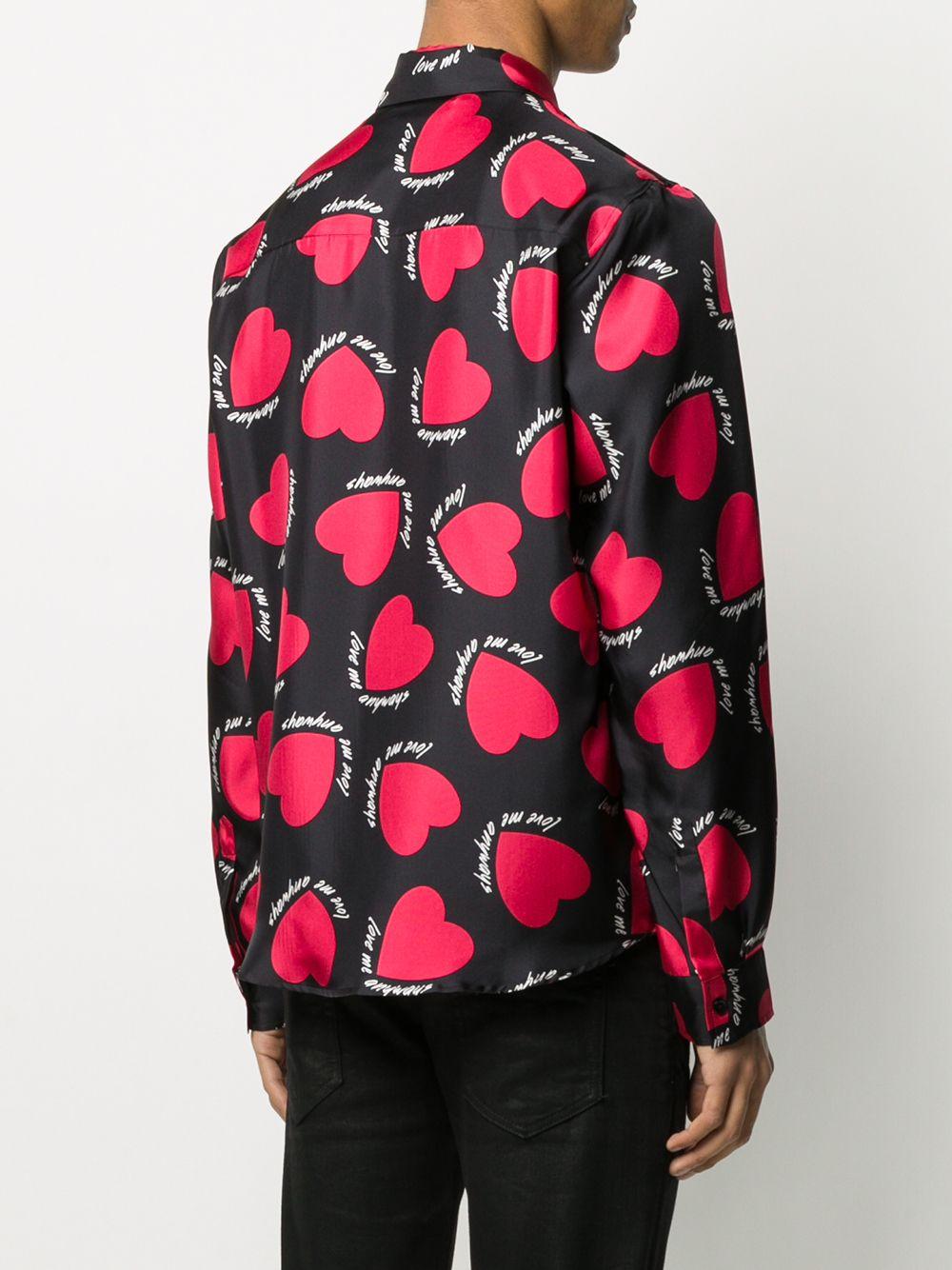 Amiri Silk Long Sleeve Heart Print Shirt in Red for Men - Save 7% - Lyst