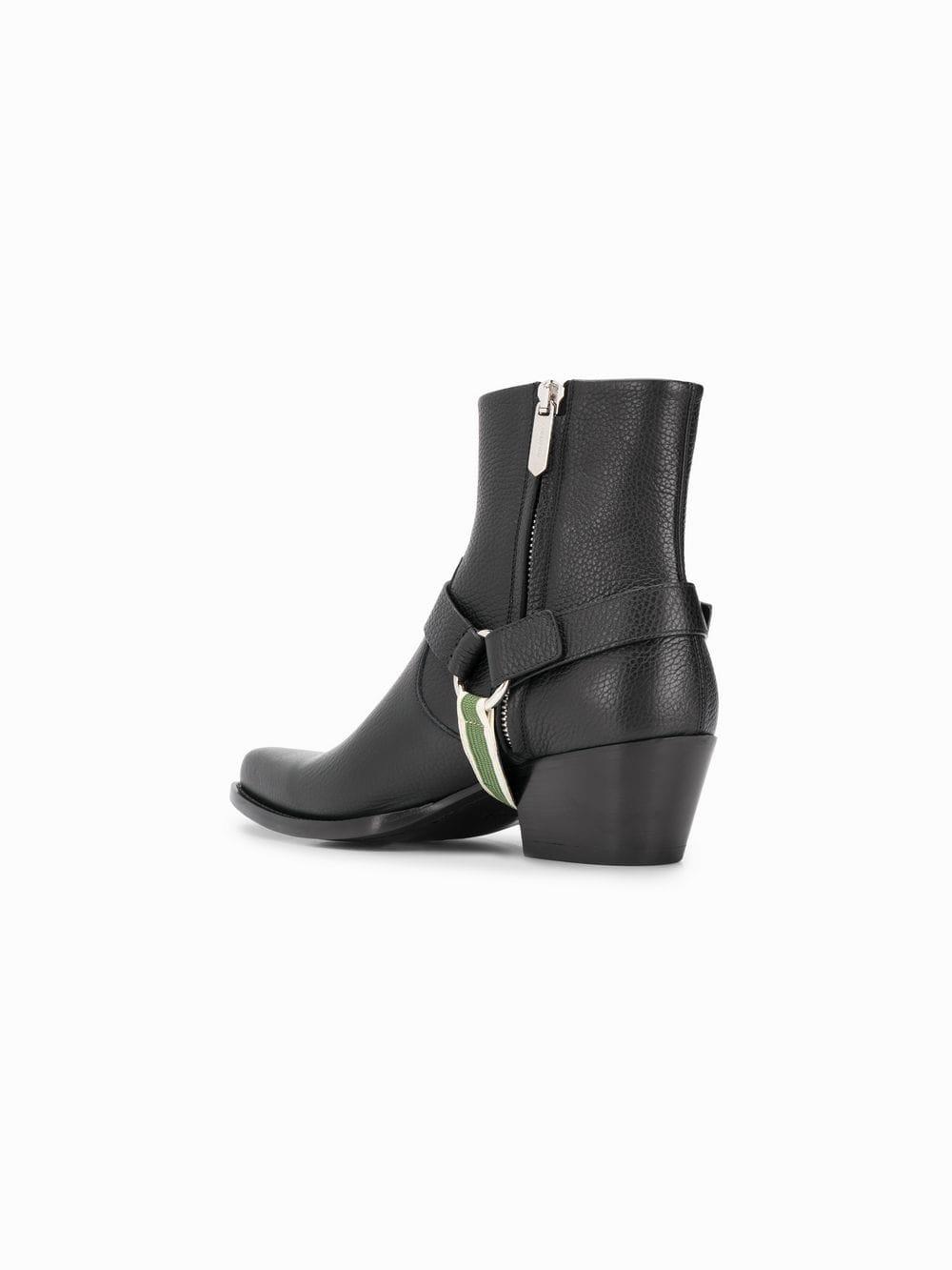 CALVIN KLEIN 205W39NYC Harness-strap Leather Ankle Boots in Black 