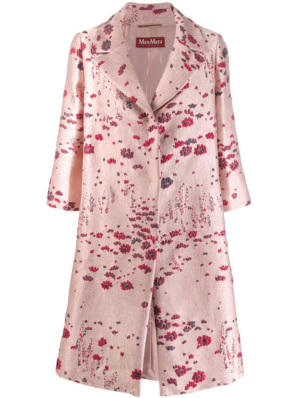 Max Mara Synthetic Floral Jacquard Coat in Pink Save 62 Lyst