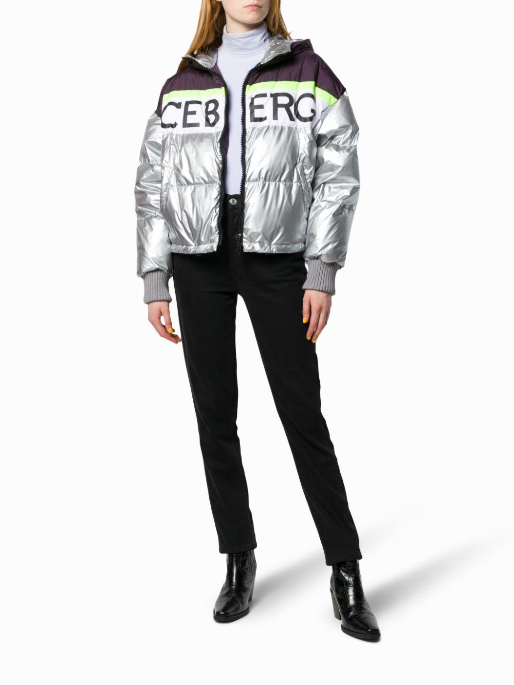 Iceberg Colour Block Puffer Jacket in Silver (Metallic) Lyst