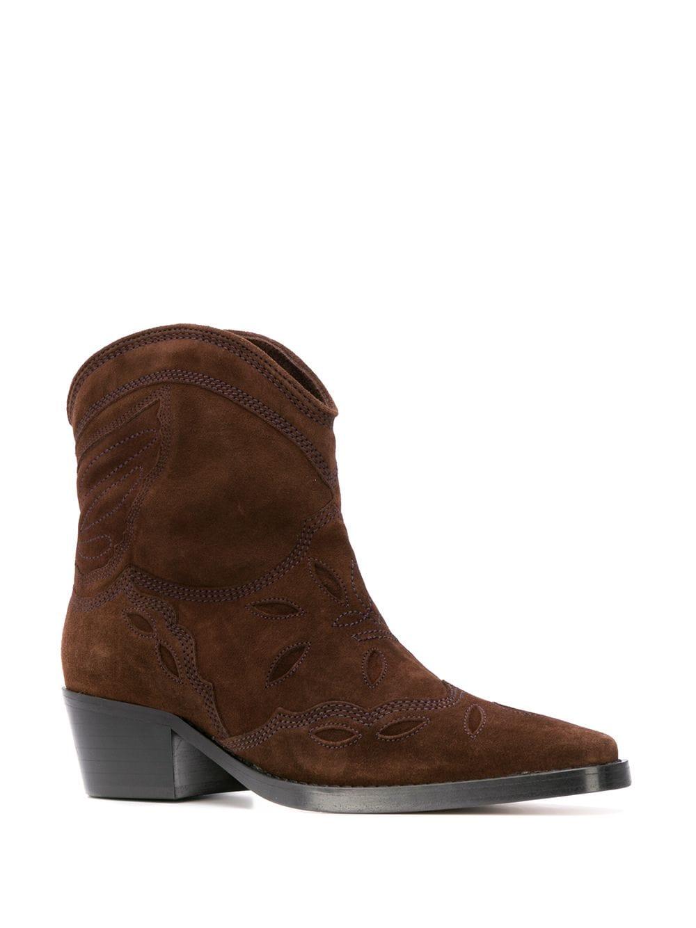 ganni red cowboy boots