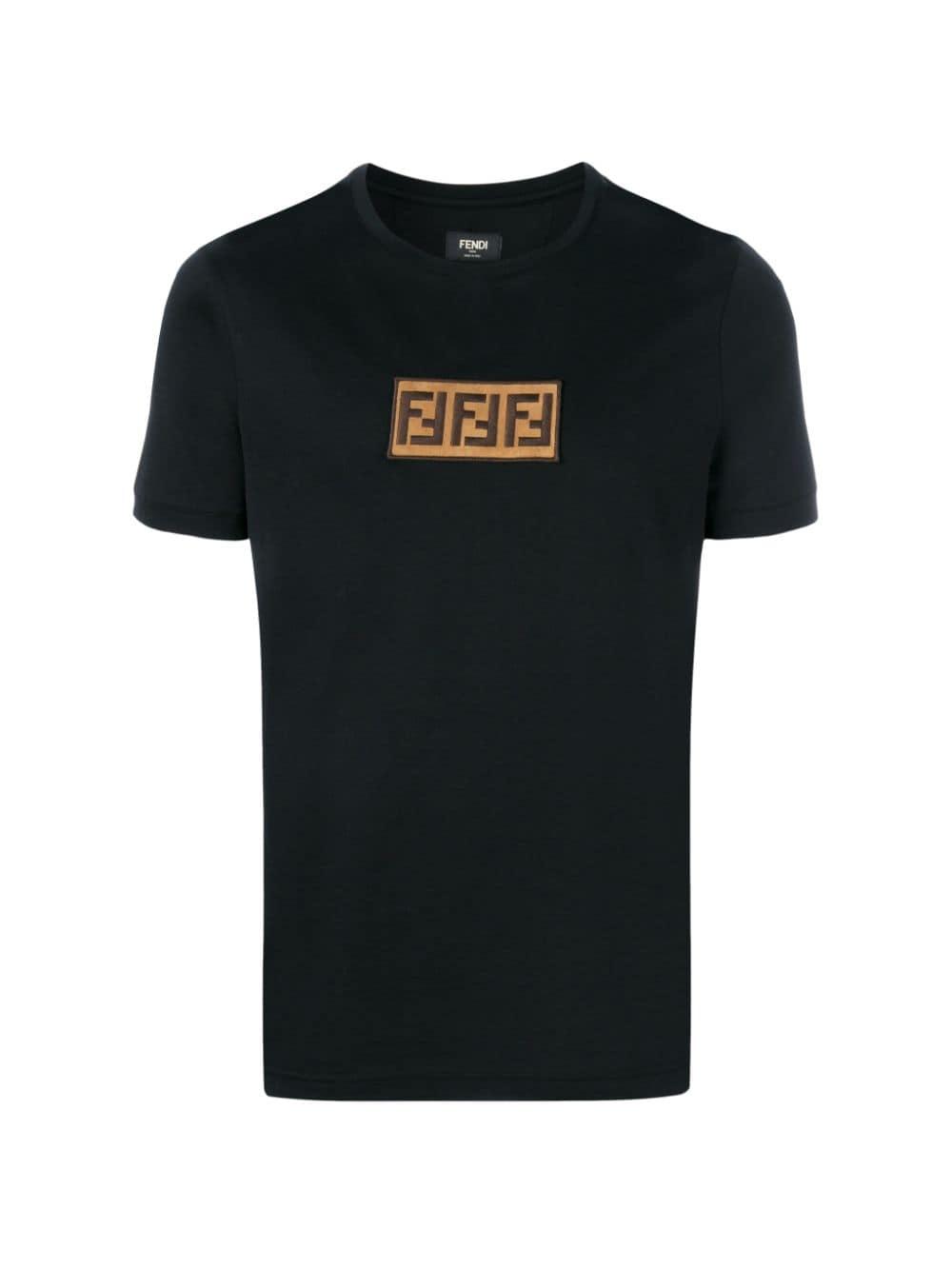 Fendi Cotton Ff-logo Slim-fit T-shirt in Black for Men | Lyst