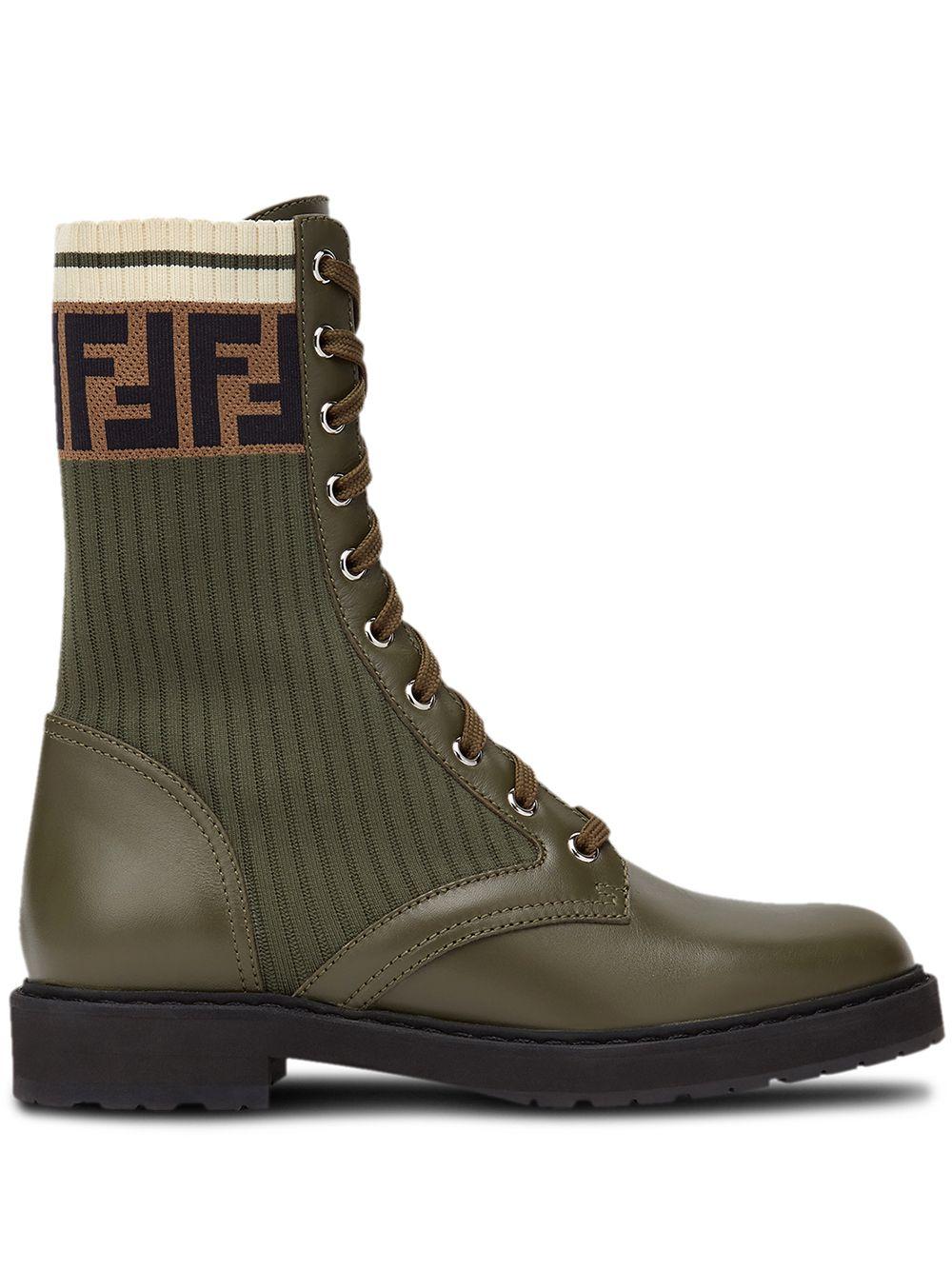 Fendi Rockoko Combat Boots in Green - Save 5% | Lyst