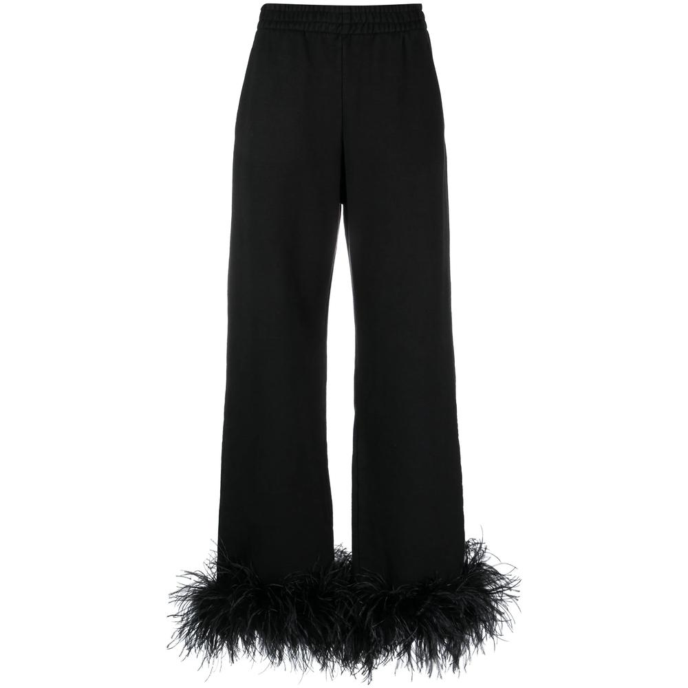パンツ PRADA Feather pants Prada Feather-trimmed wide-leg cashmere pants | The Fashion