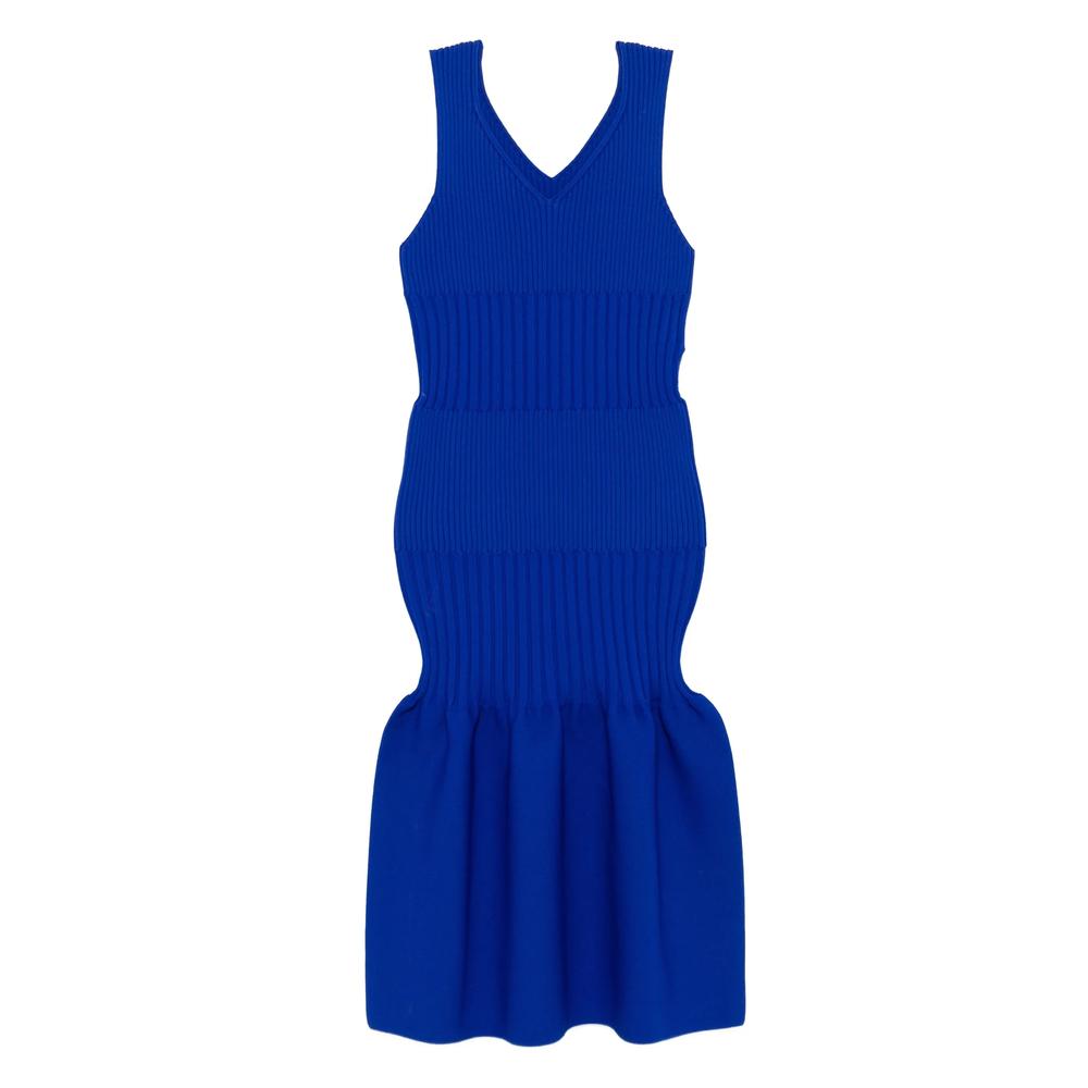strapless open back dress Stone Ribbed V Neck Ruched Long Sleeve Bodycon Midi Dress-Karen – Femme Luxe main image 0