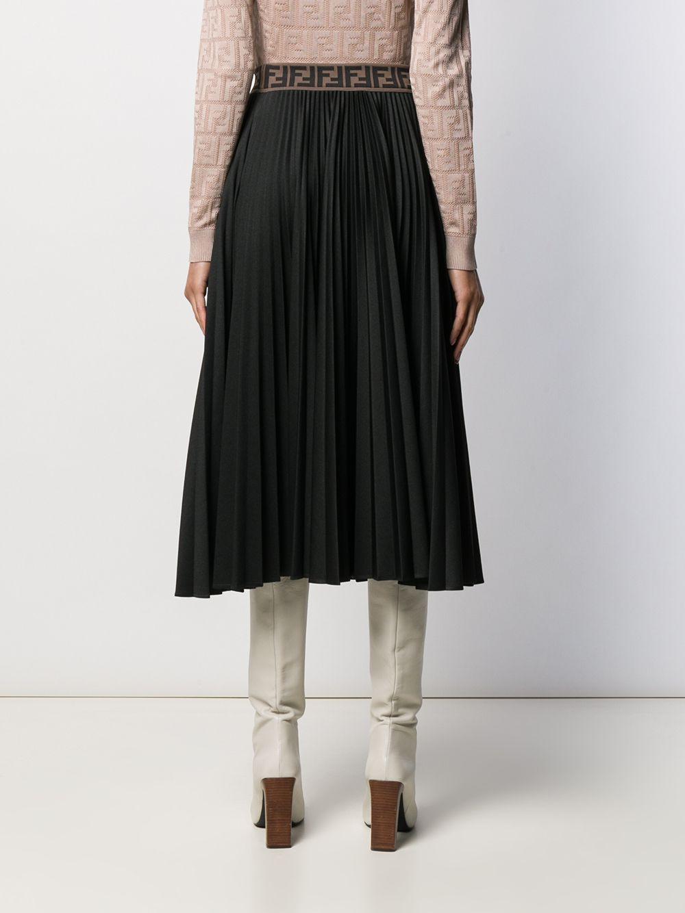 ワンピース FENDI Women Mid Skirts FDD304AUP4 FOGME BLACK Fendi Ff Motif Pleated Skirt in Black | Lyst