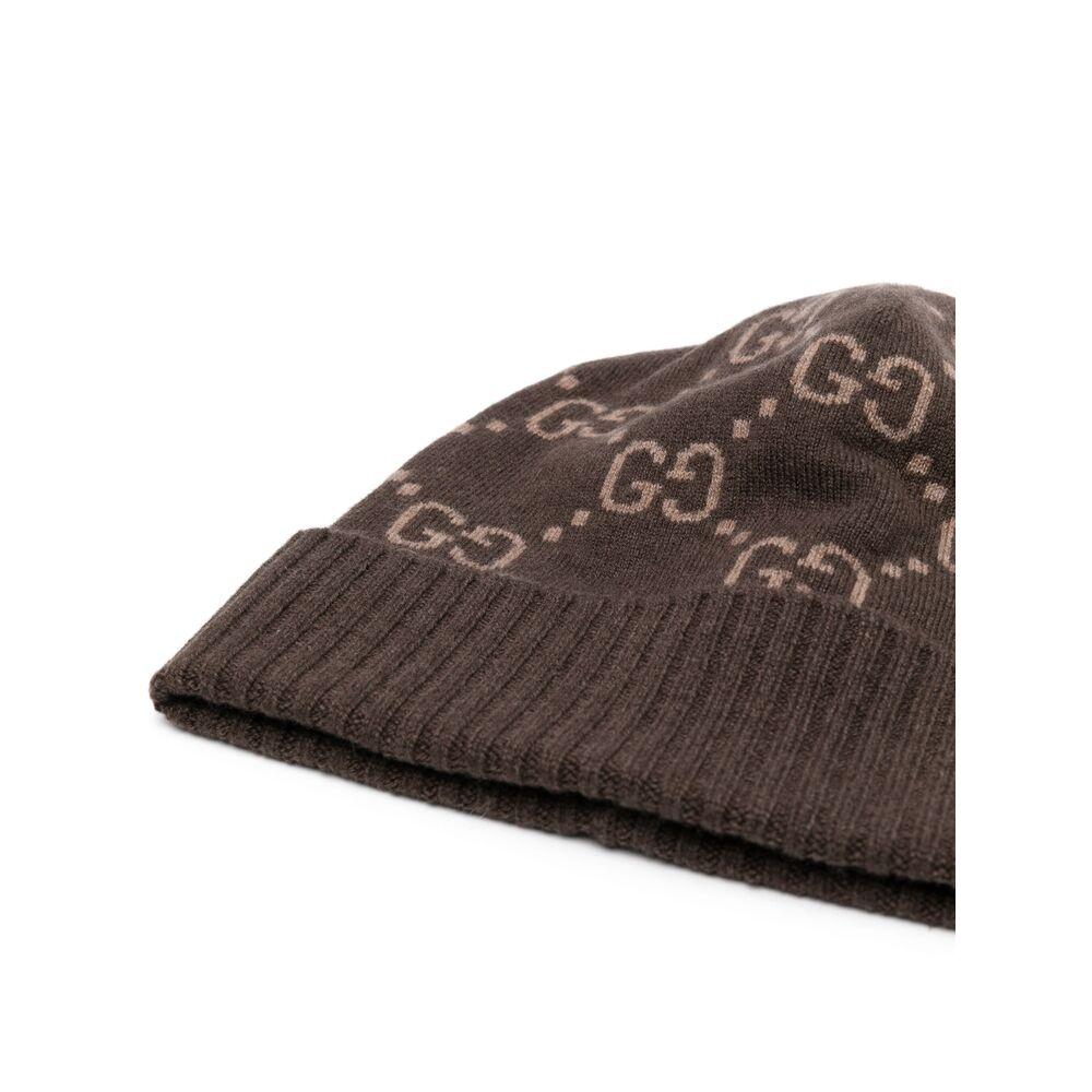 Gucci Gg-Jacquard Cashmere Beanie Hat in Brown for Men | Lyst UK