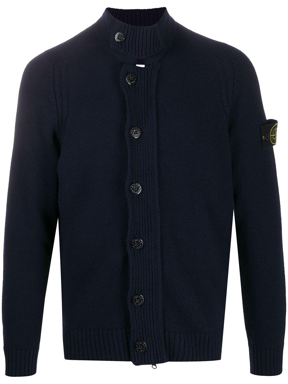 Stone Island Wool Button-down Cardigan in Blue for Men - Lyst