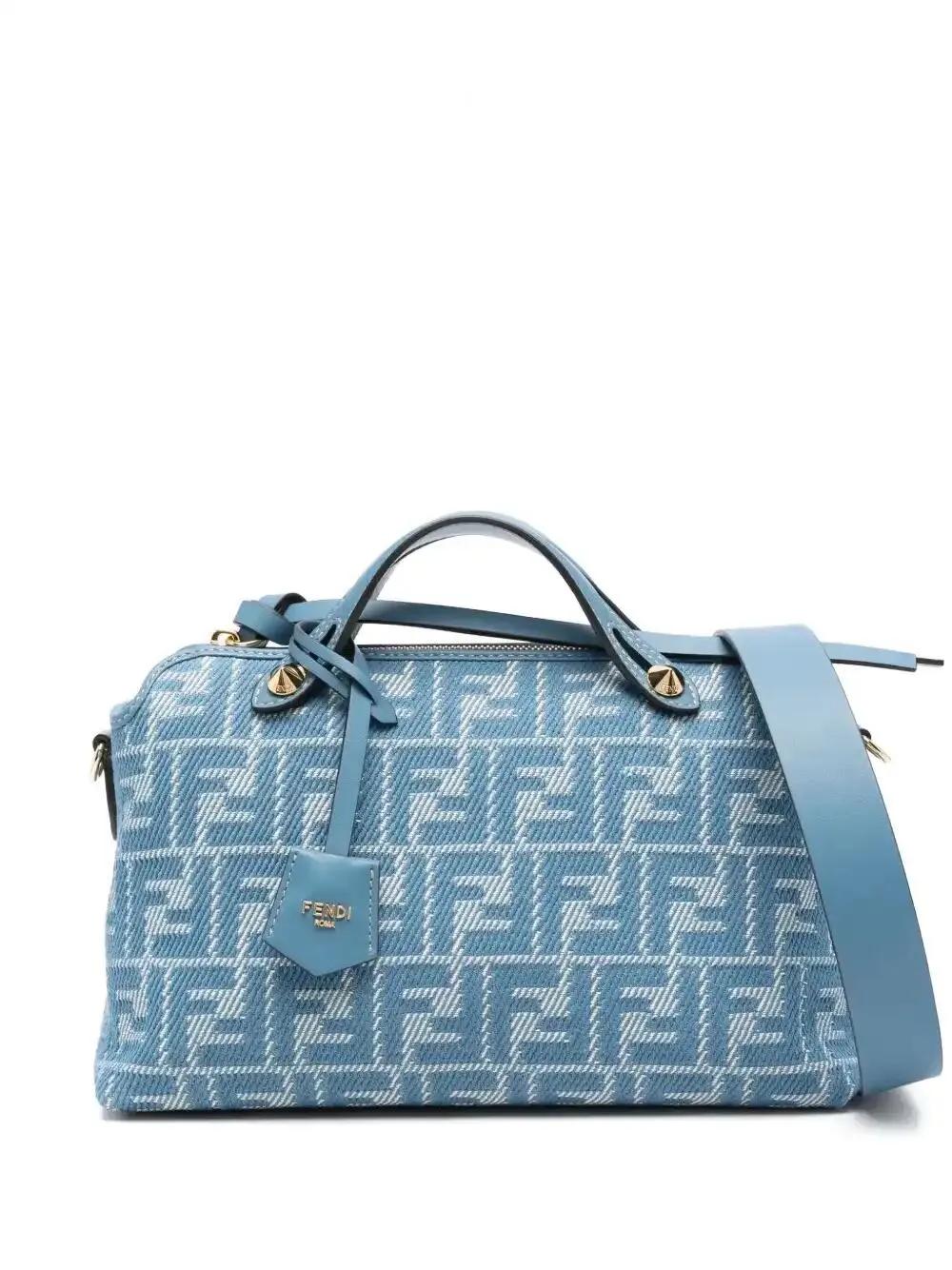 Fendi Denim-Effect Ff Jacquard By The Way Soft Medium Bags