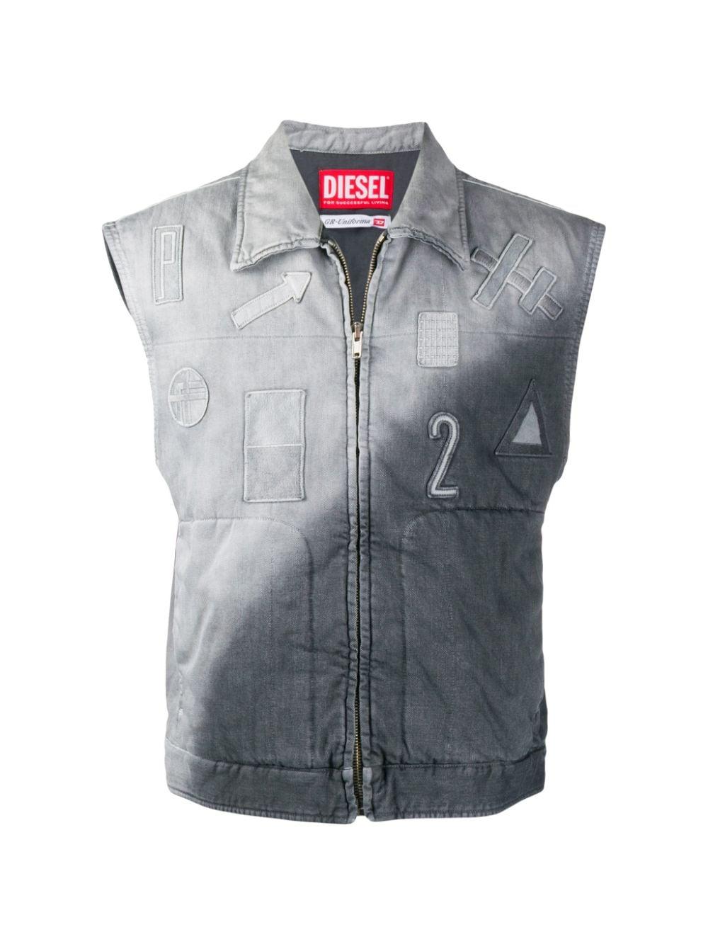 gray denim vest