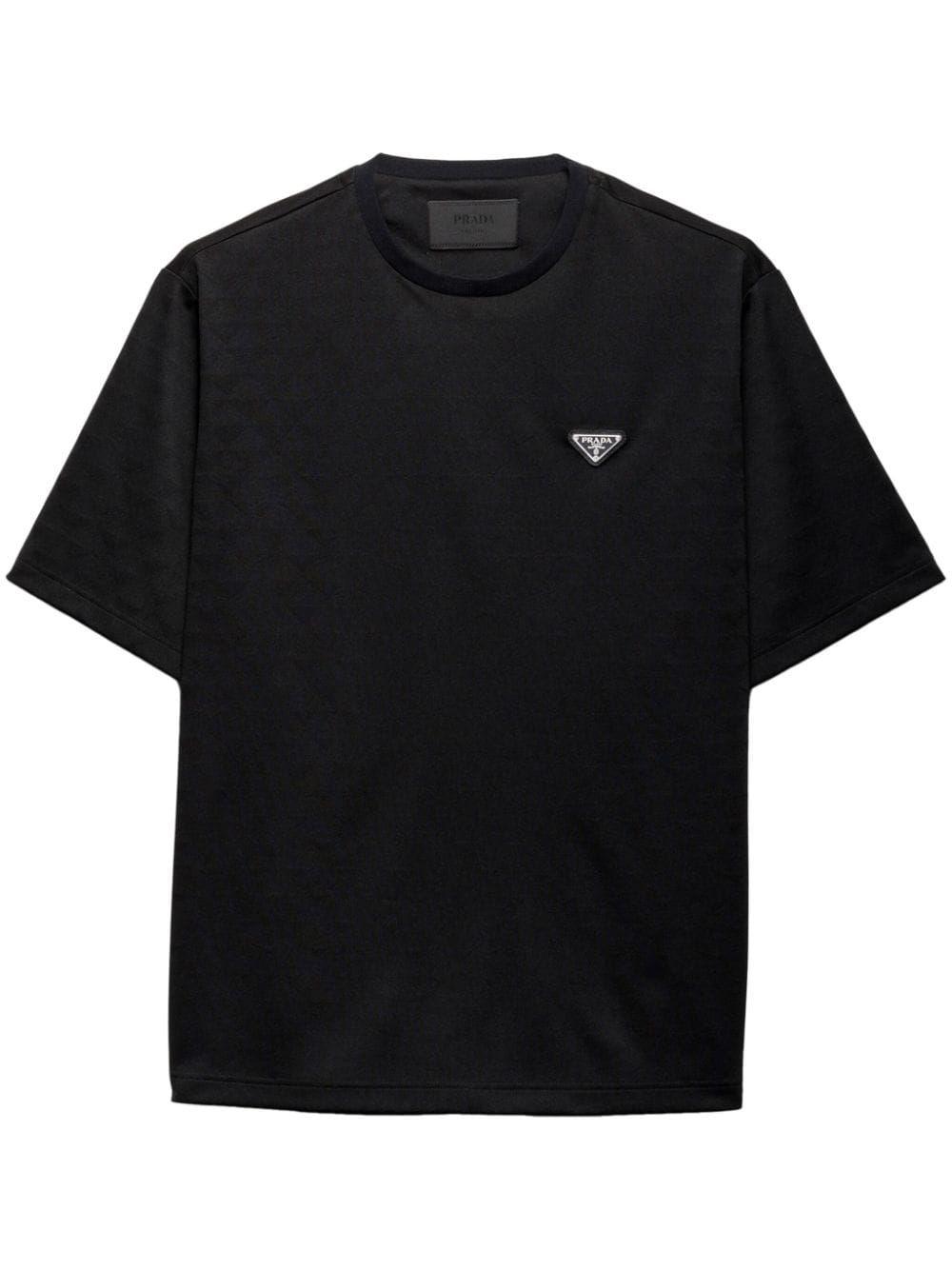 【即納&大特価】 Prada for Black in Xxxl T-Shirt Cotton Crewneck Logo-Patch Tシャツ(半袖/袖なし)