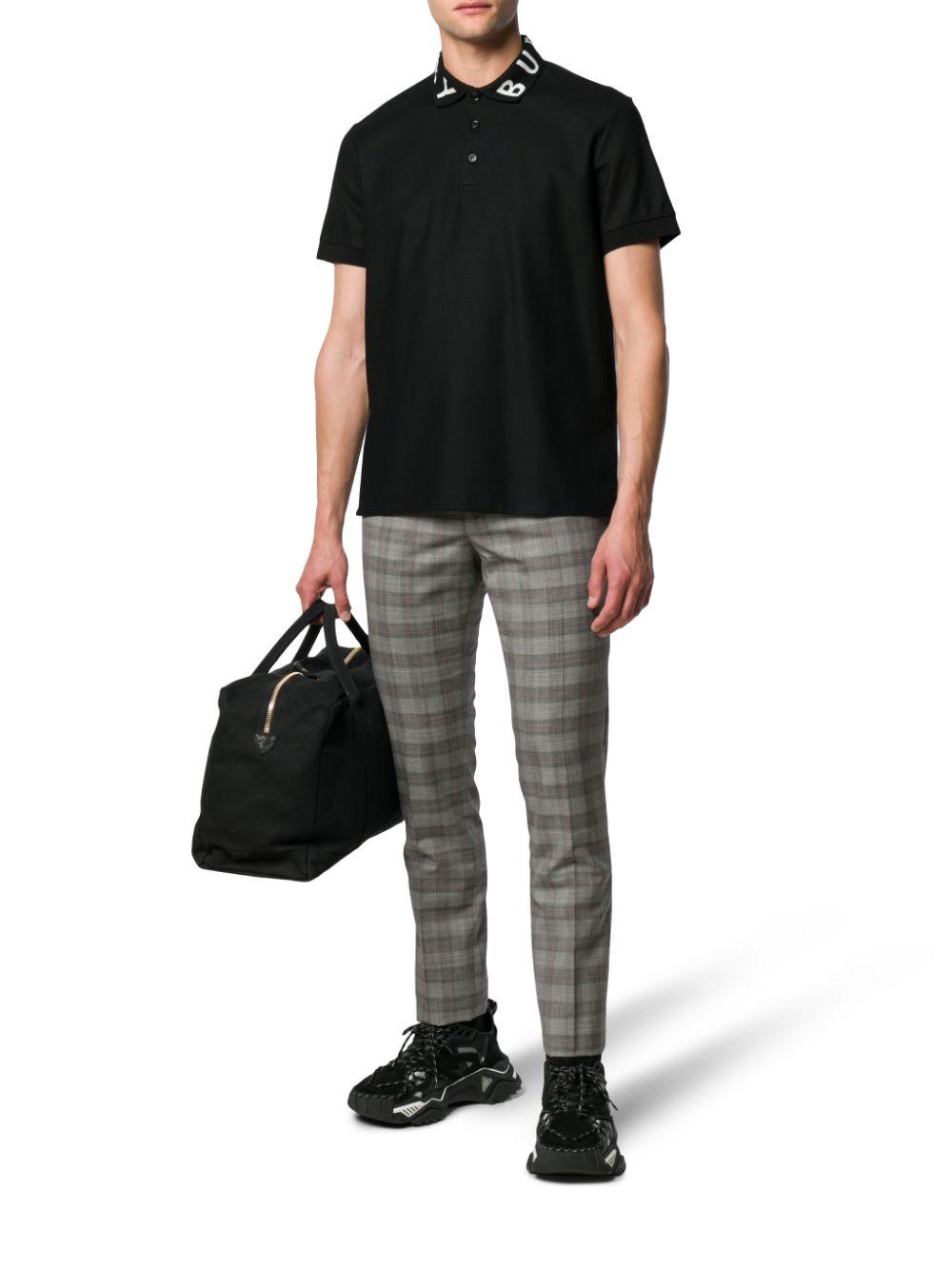 Burberry Cotton Logo Collar Polo Shirt in Black for Men - Lyst