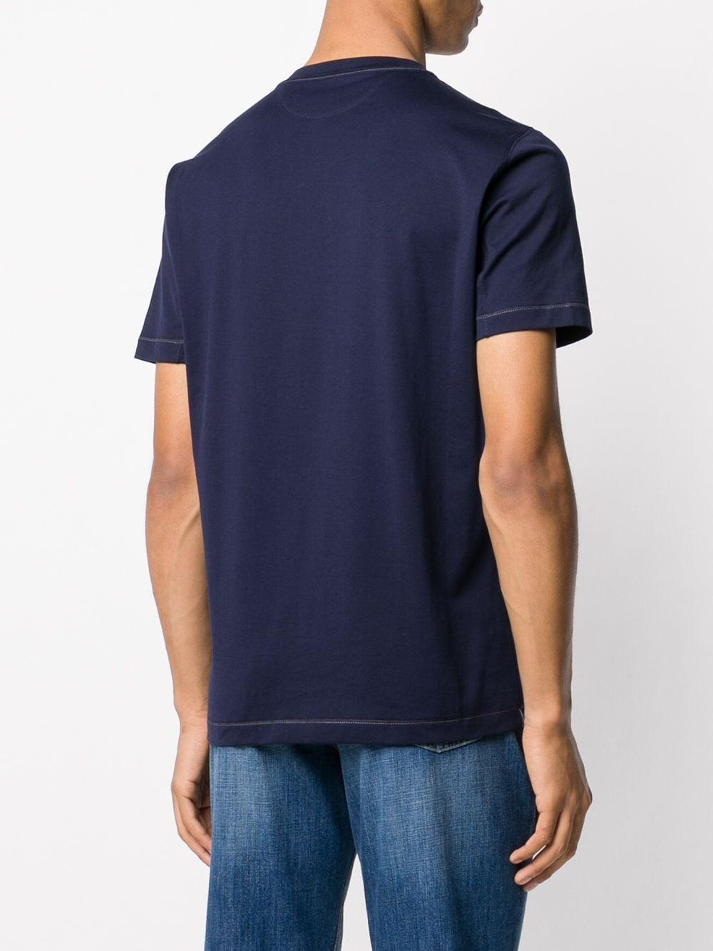 Brunello Cucinelli Cotton Embroidered Logo T-shirt in Blue for Men - Lyst