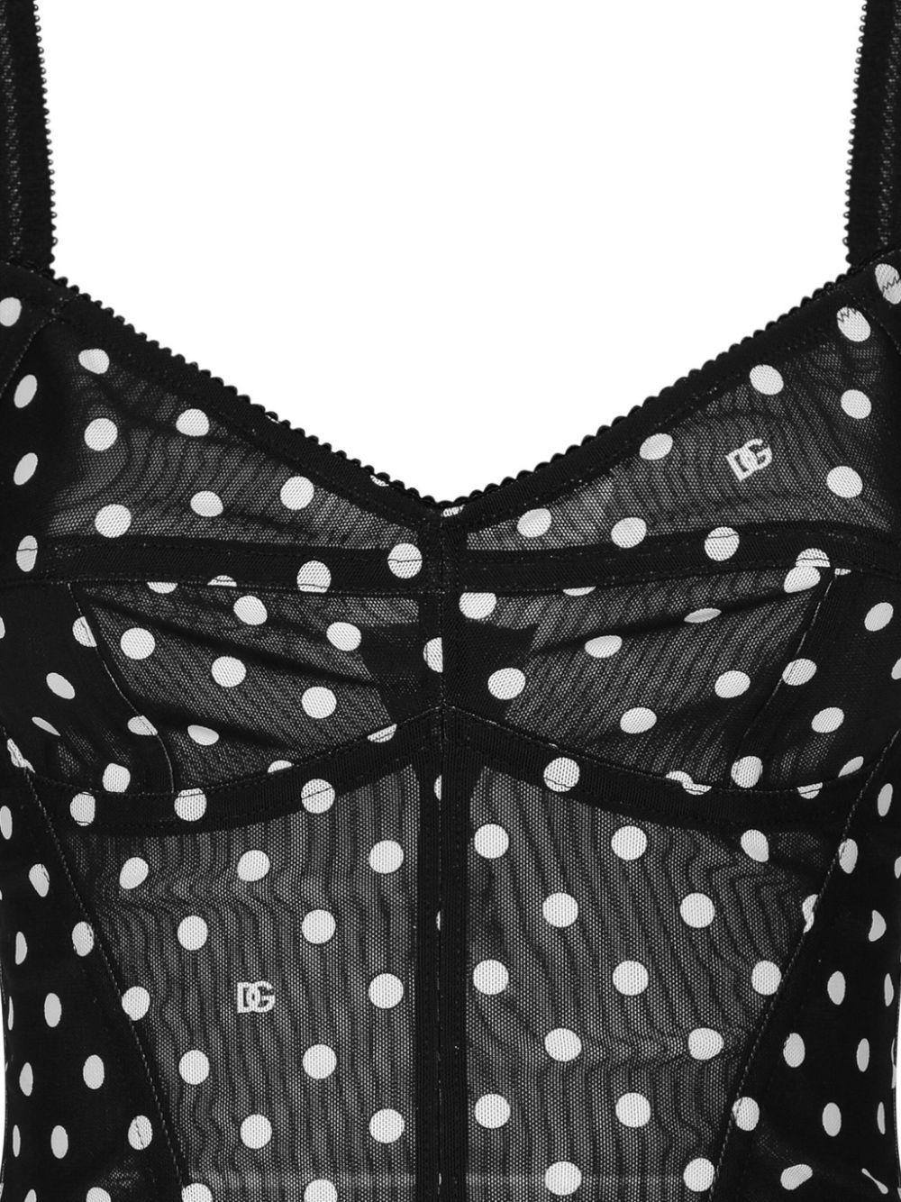Dolce & Gabbana Polka-Dot Corset Top in Grey | Lyst UK