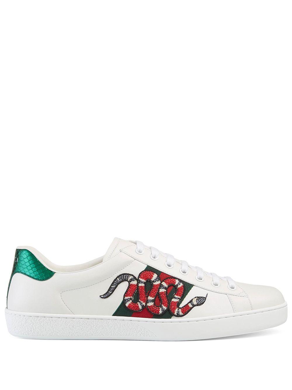 Gucci Leather Ace Embroidered Sneaker in White for - Save 45% - Lyst