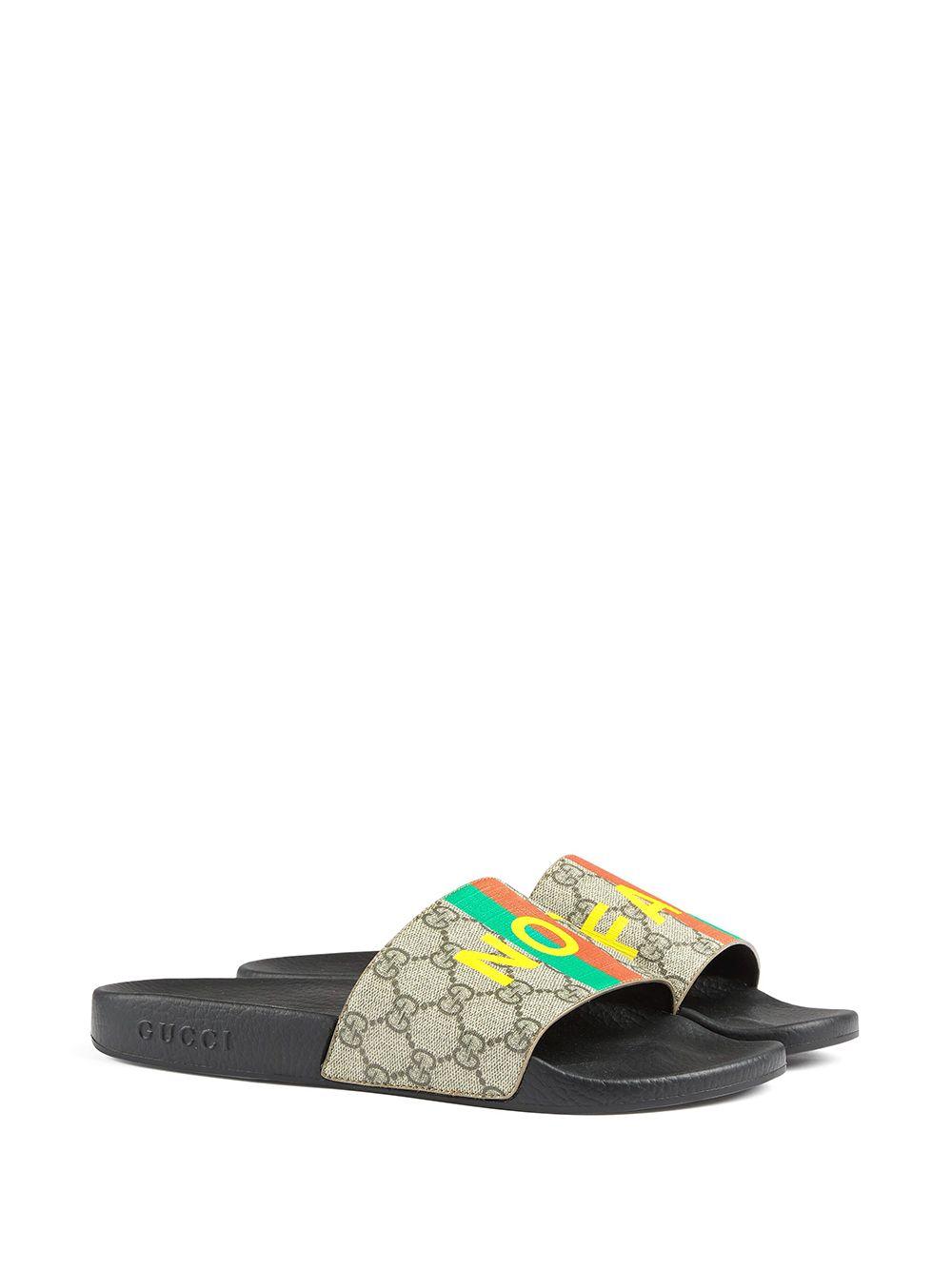Gucci Leather Fake Not Print Sliders for Men | Lyst