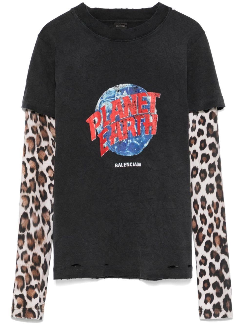 Balenciaga Planet Earth T-Shirt in Black | Lyst