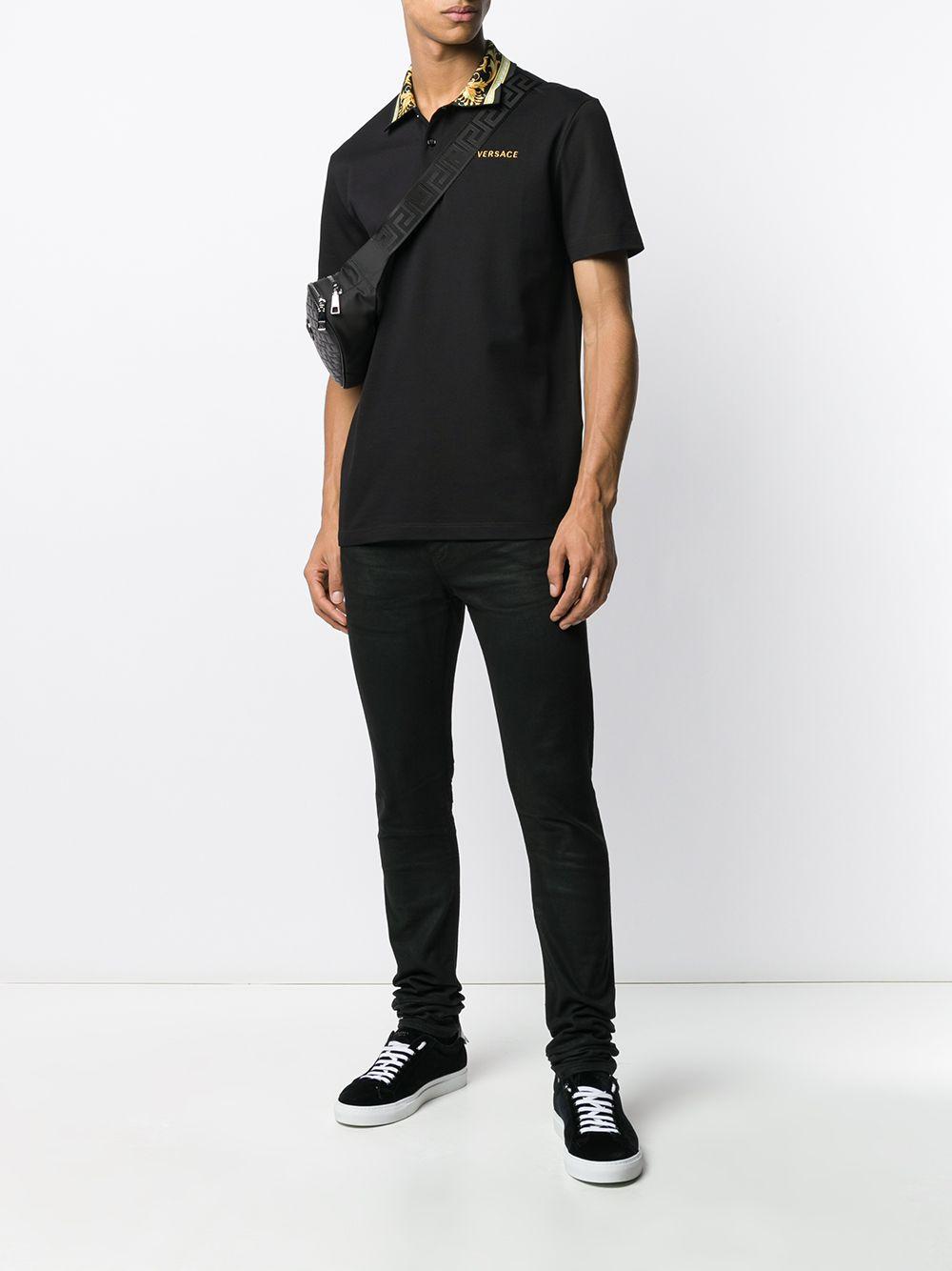 Versace Cotton Barocco Motif Polo Shirt 