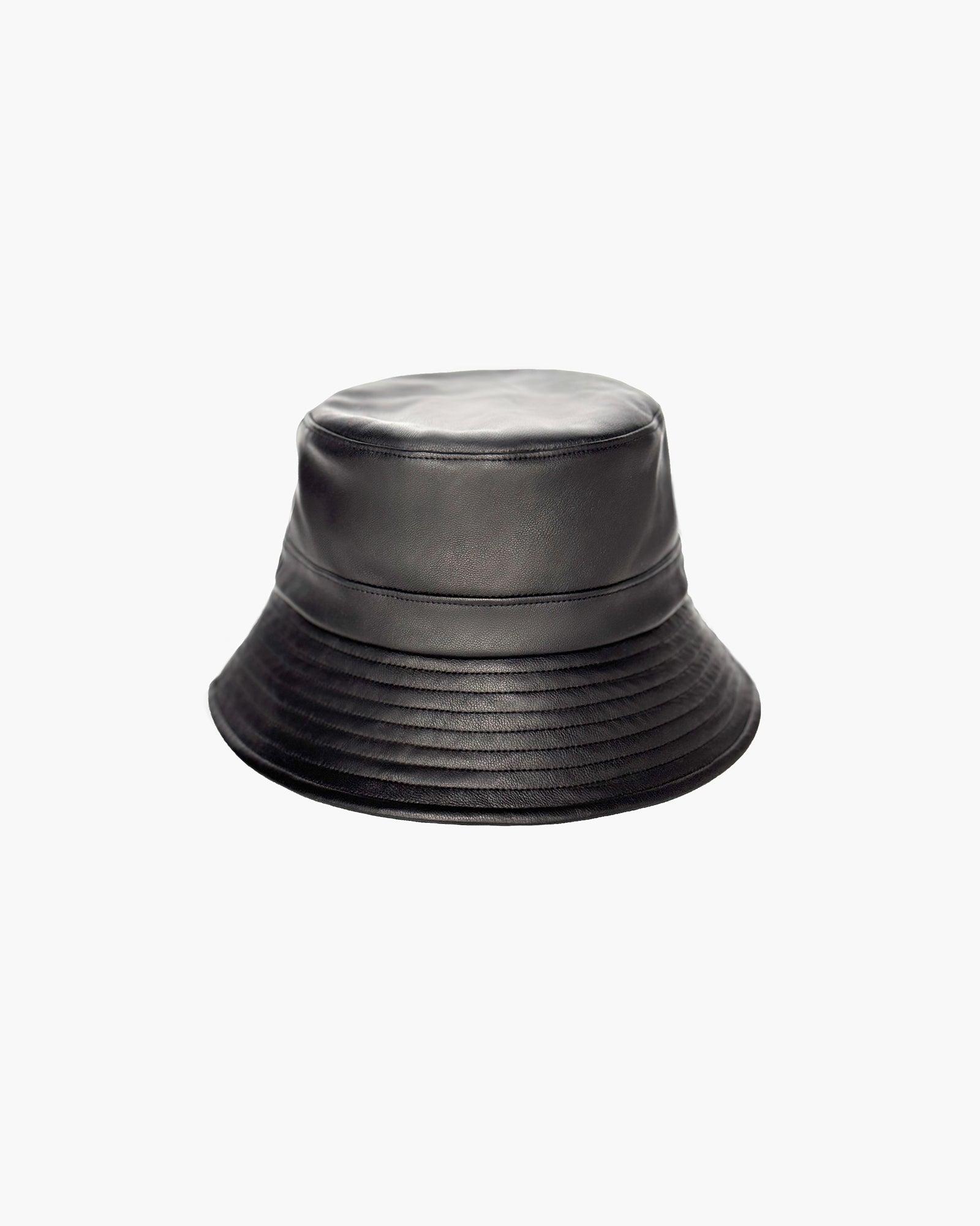 Eric Javits Leather Bucket Hat in Black | Lyst