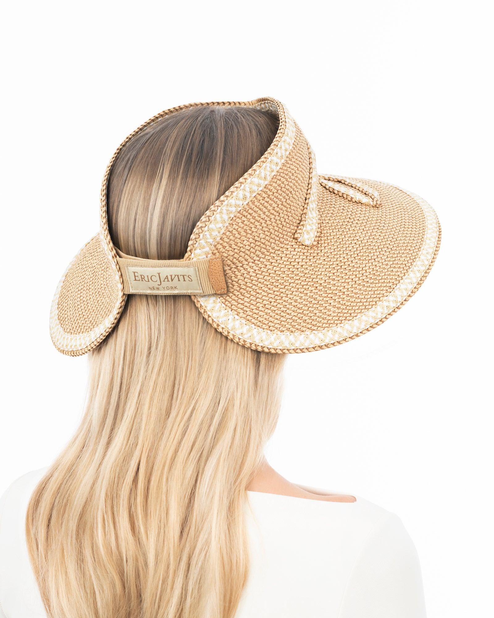 Eric Javits Squishee Straw Sun Visor With Bow in Pink Lyst