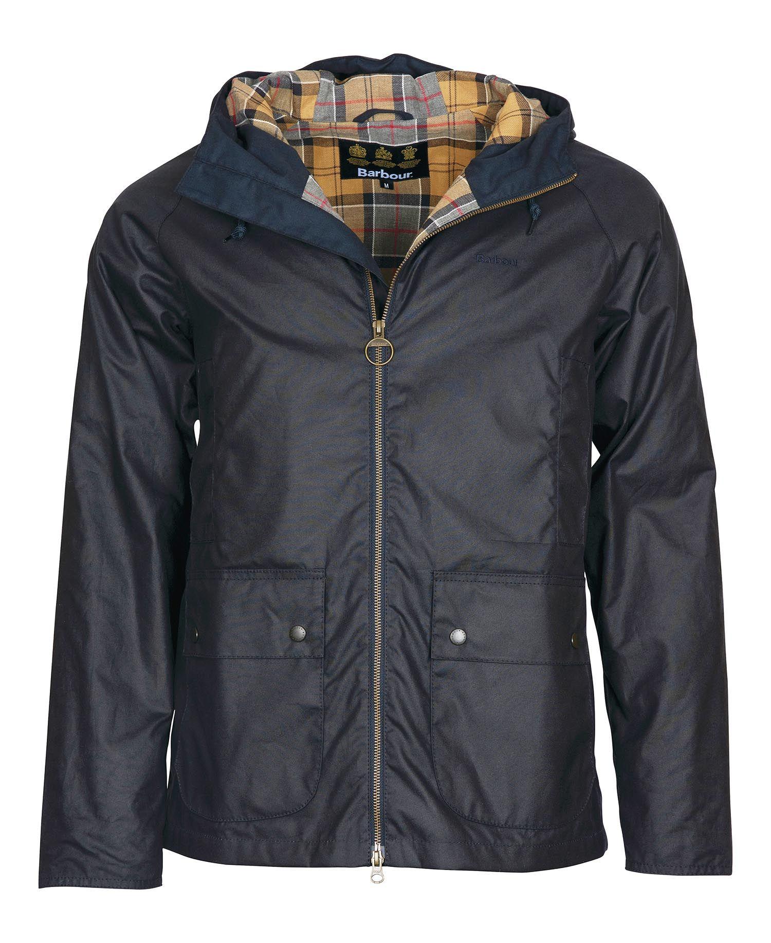 Barbour Hooded Domus Wax Jacket Navy in Black for Men | Lyst