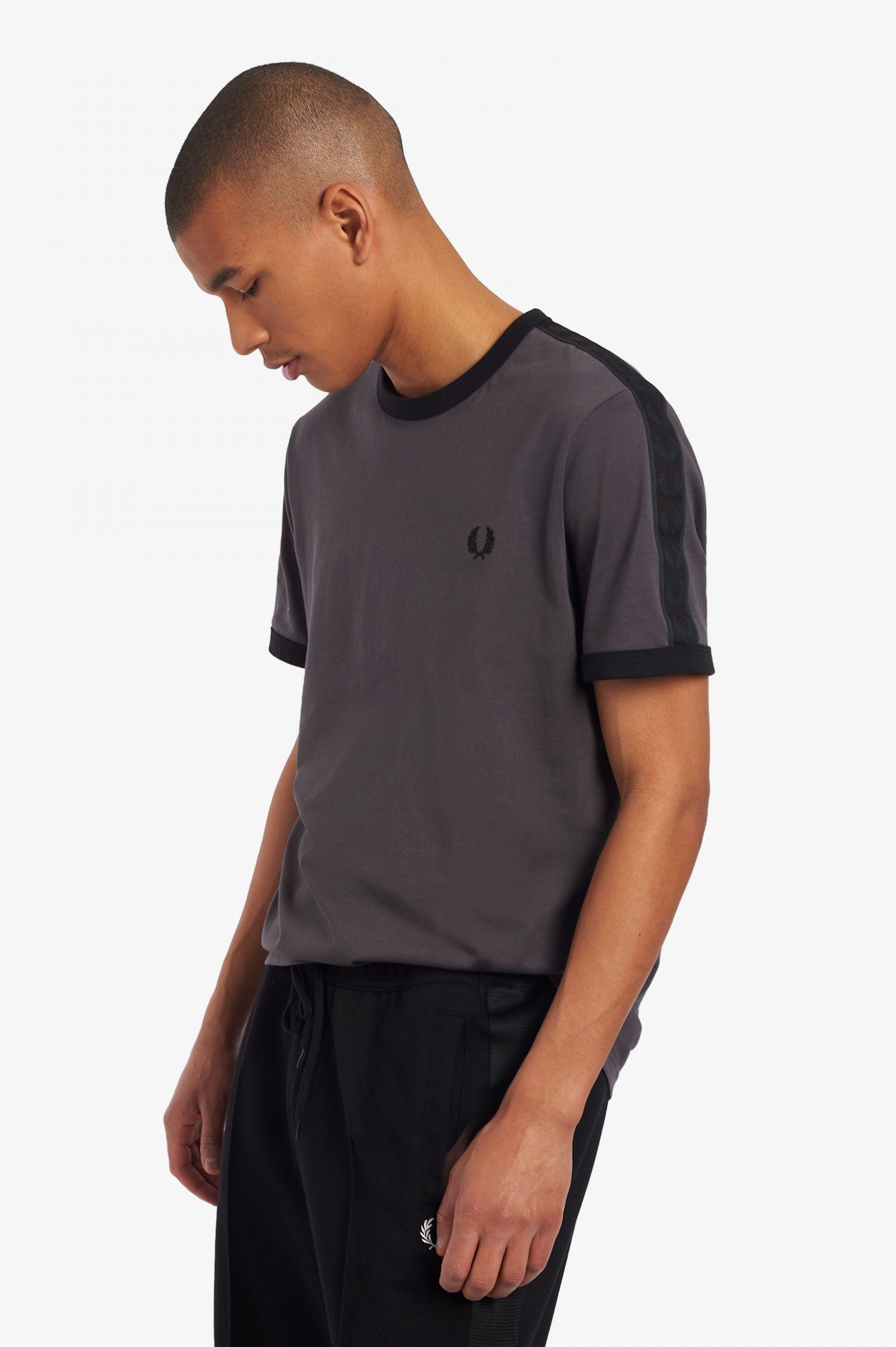 Fred Perry Cotton Tonal Taped Ringer T-shirt M2681 Gunmetal for Men | Lyst