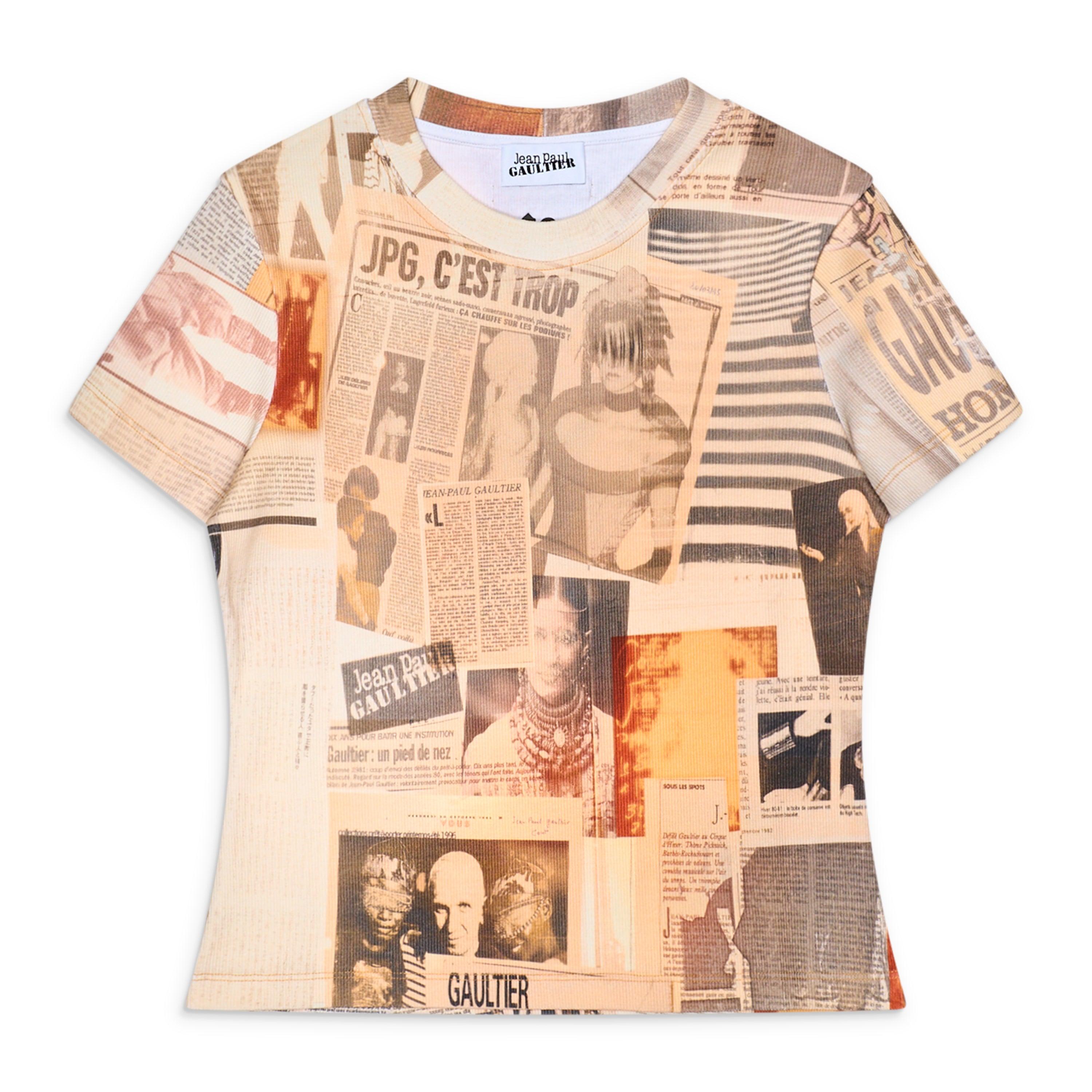 Jean Paul Gaultier顔プリント 半袖Tシャツ Jean Paul Gaultier - SS 1996 - Black Cotton T Shirt with Pin Up