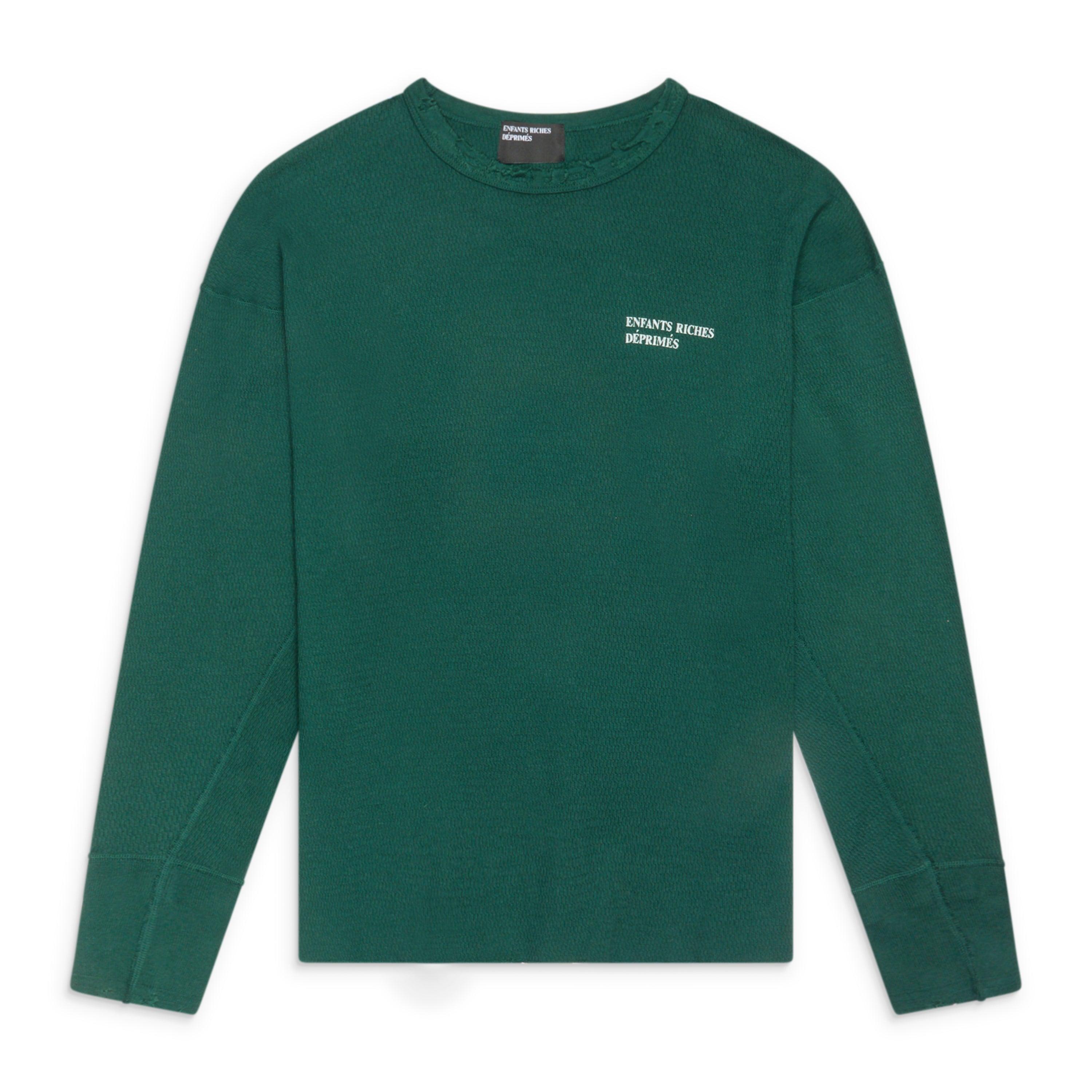 Enfants Riches Deprimes Waffle Knit Distressed Thermal in Green 