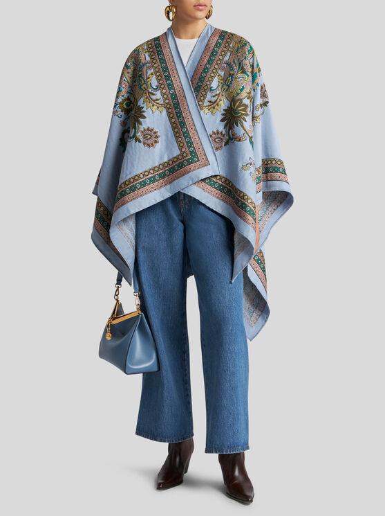 ポンチョ・ケープ Etro Blue Jacquard Fil Coupe Wool Cape Etro Blue Jacquard Fil Coupè Wool Cape | THE LIST