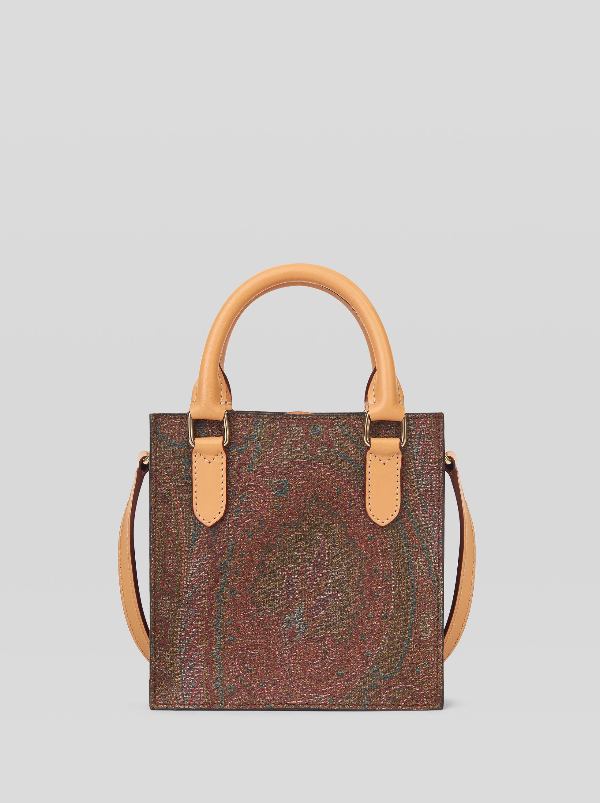 Etro Leather Mini Paisley Shopping Bag in Brown - Lyst
