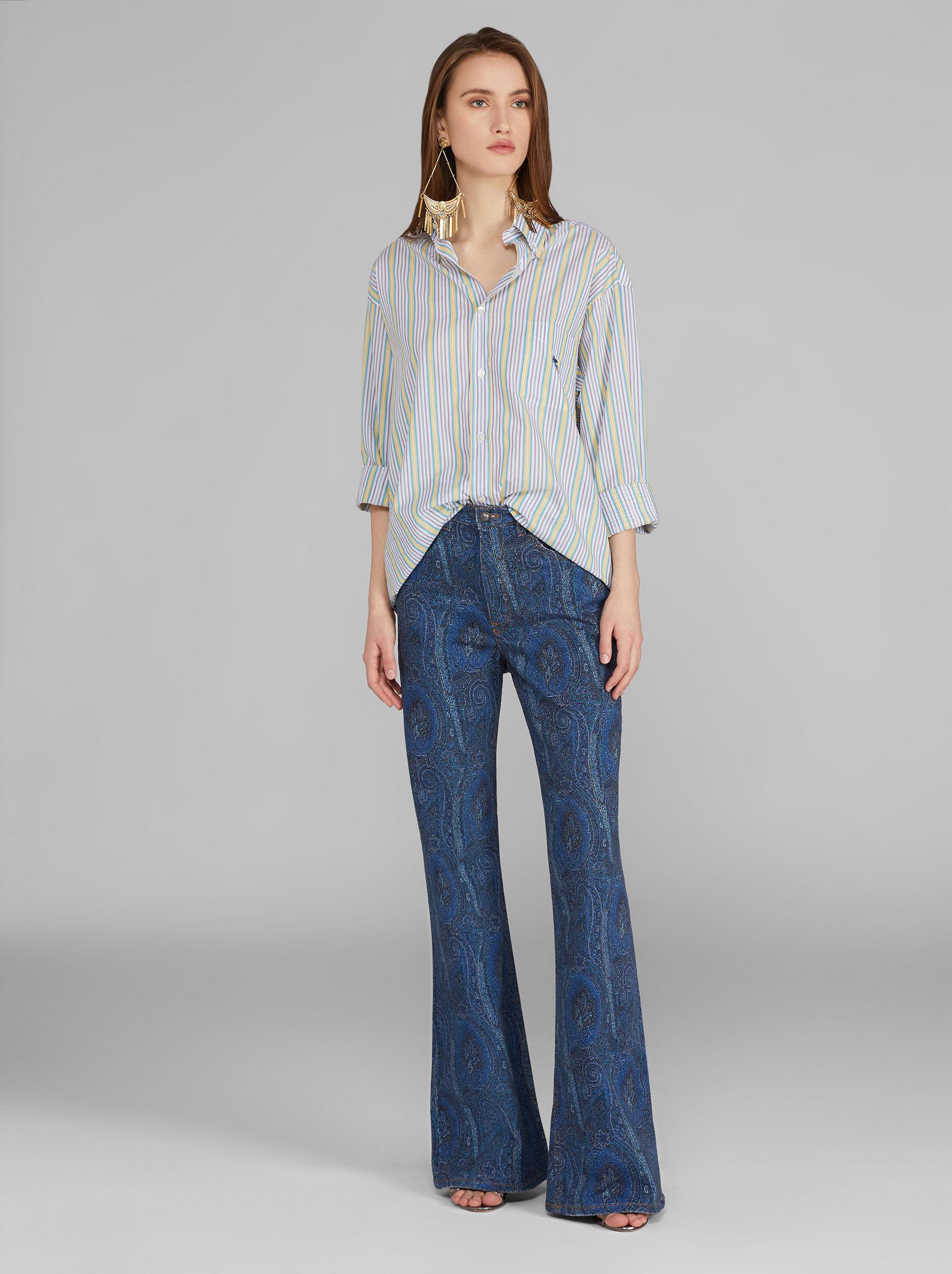 Etro Denim Flared Jeans With Paisley Print in Navy Blue (Blue) - Lyst