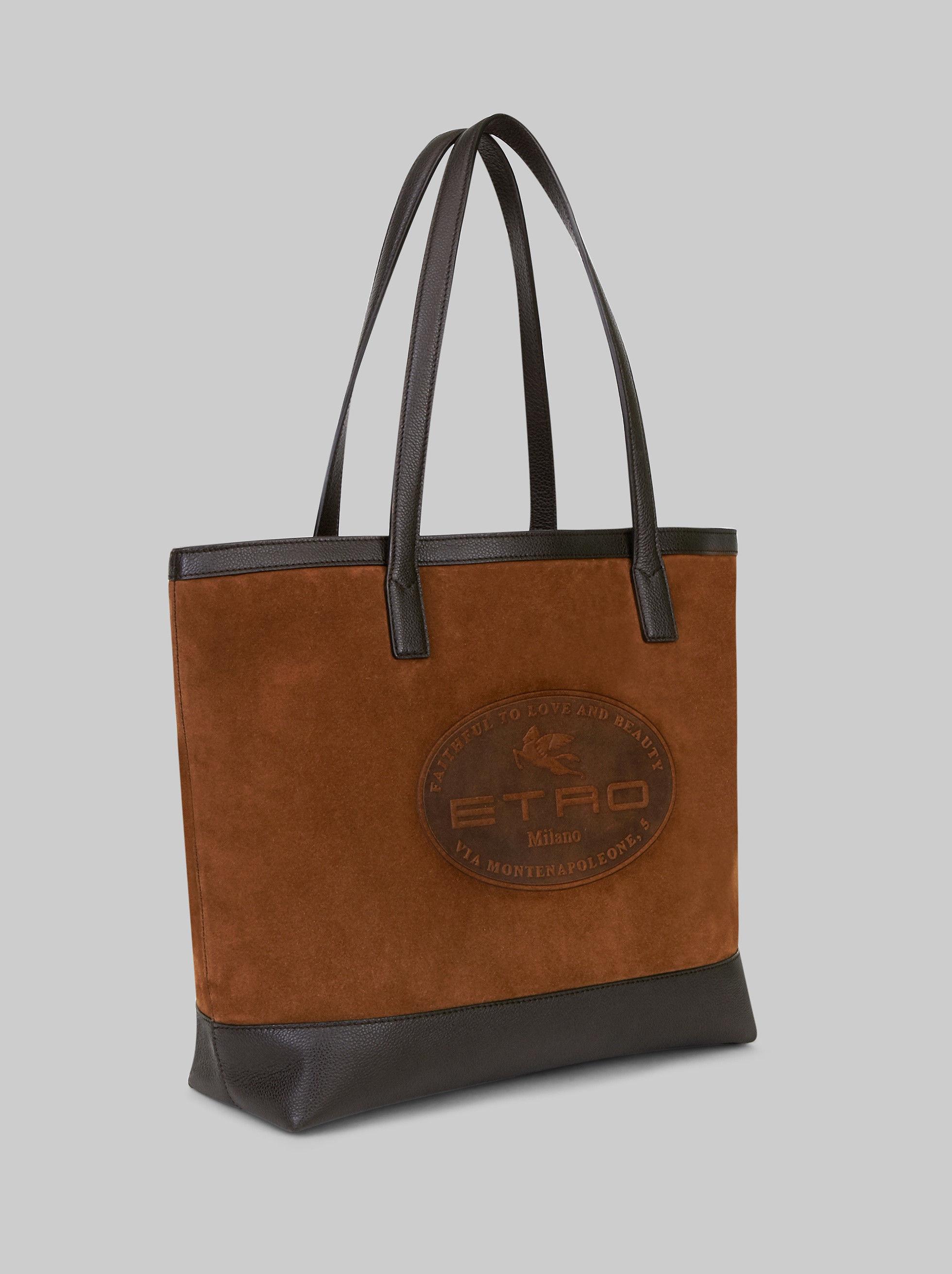 Etro Split Leather Bag With Embossed Logo in Brown for Men - Lyst