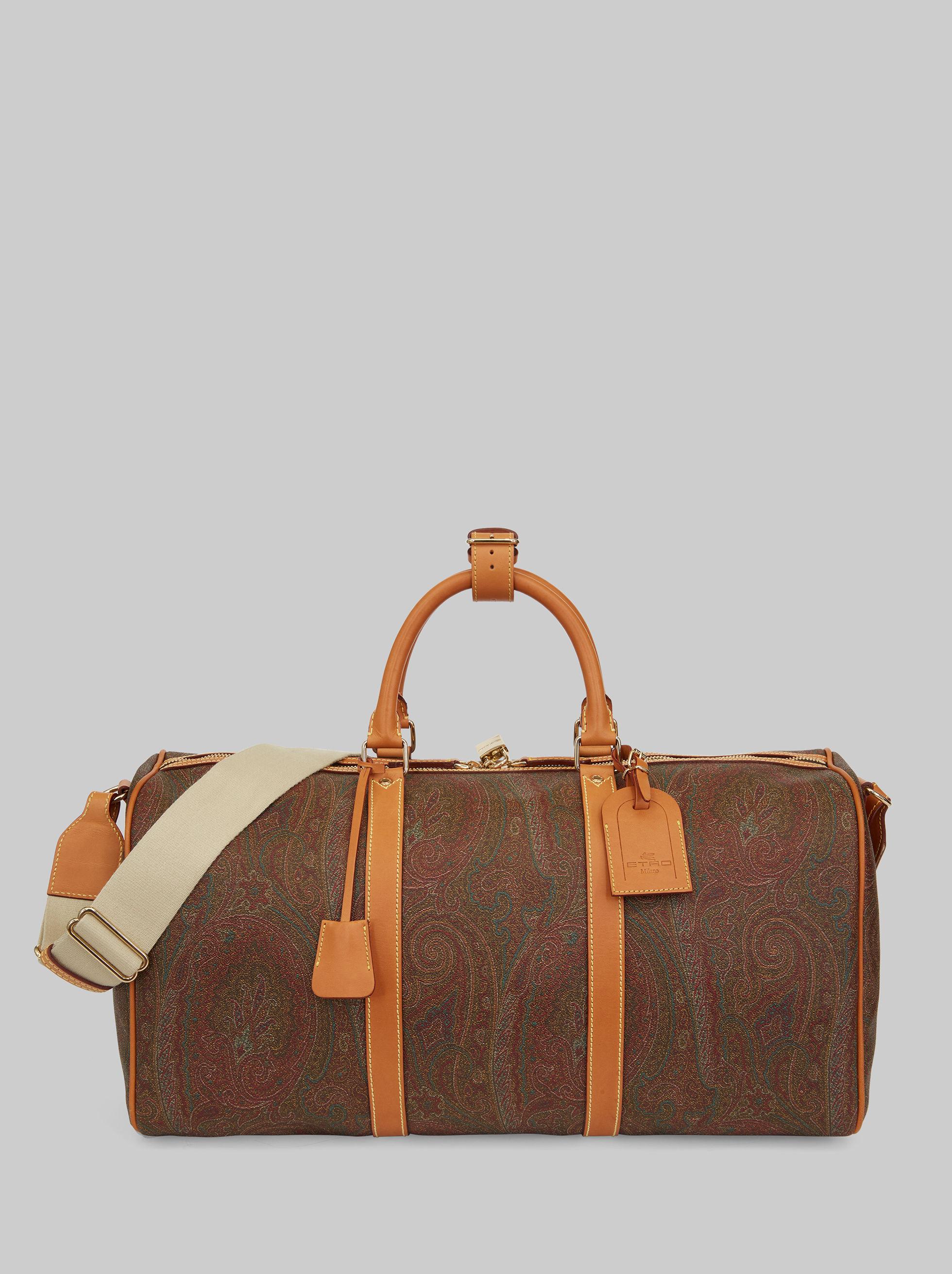 Etro Canvas Paisley Travel Bag With Crossbody Strap in Brown for Men - Lyst