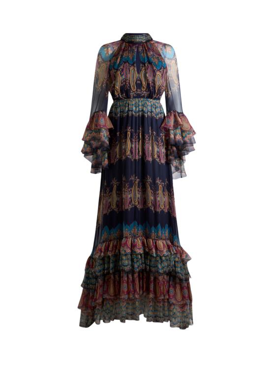 etro embroidered tiered dress Embroidered Tiered Printed Cotton-blend Poplin Mini Dress