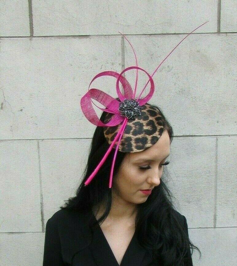 Leopard Print Hat Fascinator Races 