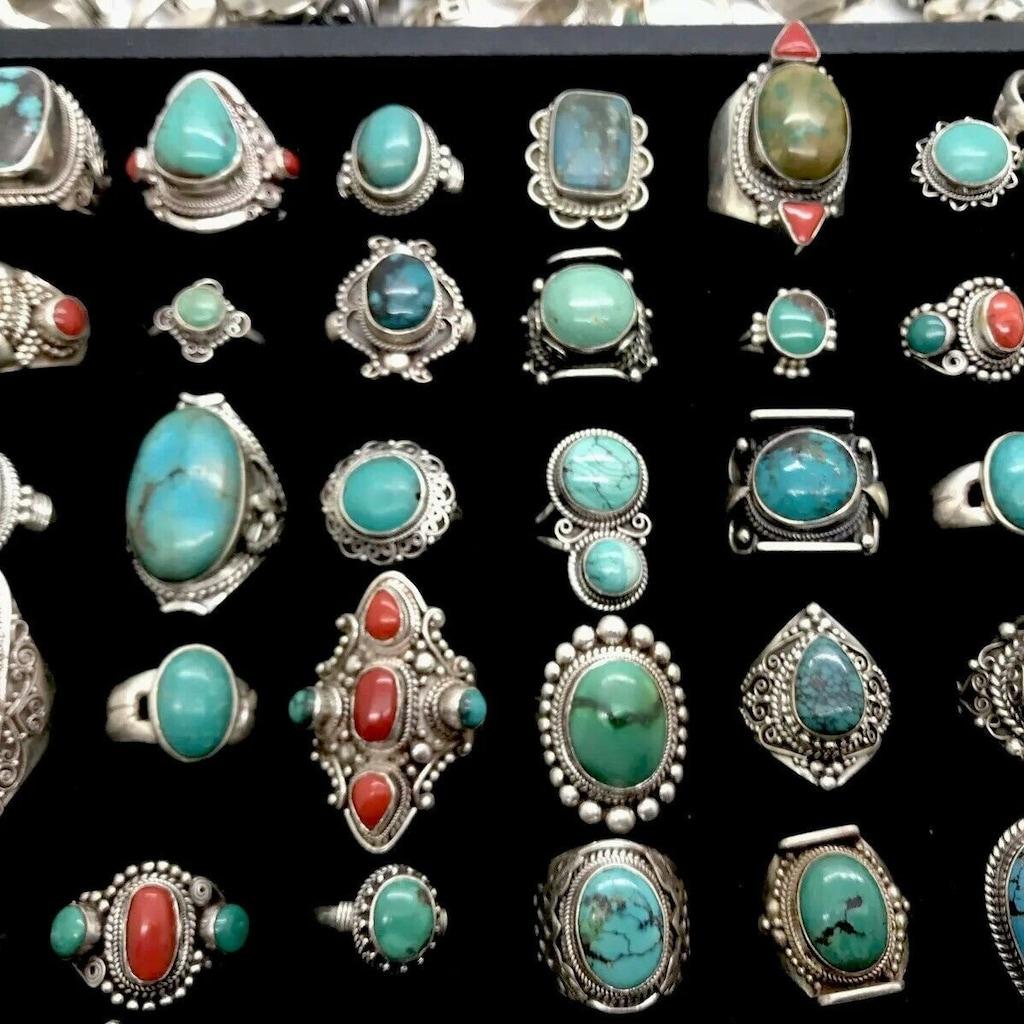 wholesale lots 50pcs Turquoise resin&Alloy Classic  rings free shipping HOT SELL 
