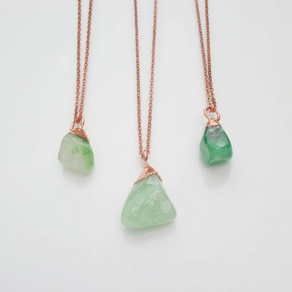 Natural Silver plated gemstone necklace Green Aventurine Necklace